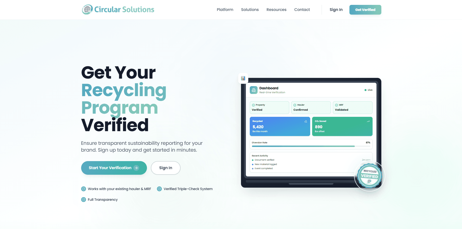 Sustainability & Recycling Verification Platform
